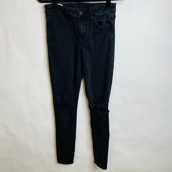 American Eagle Next Level Stretch Skinny Black Jeans Sz 4 - Picture 3 of 7